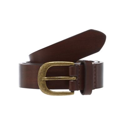 Brown leather skinny belt